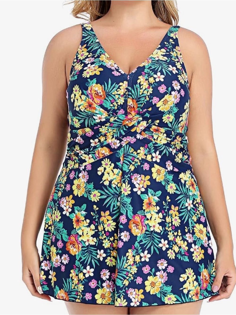 PERONA Women's Plus Size One Piece Swim Dress Bathing Suit Swimwear 22W